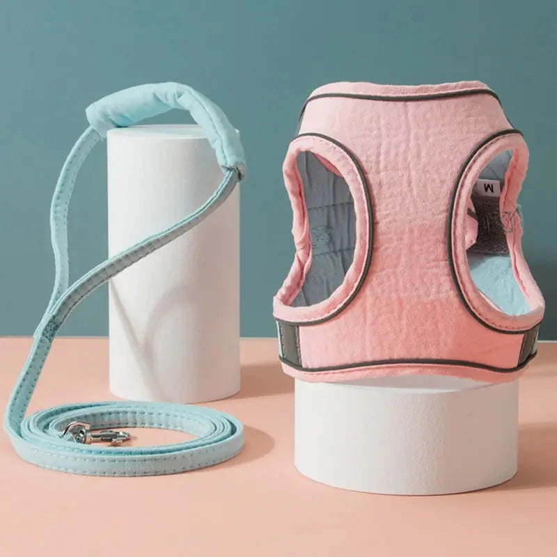 Pet Harness and Leash Reflective Suede Secure Buckle