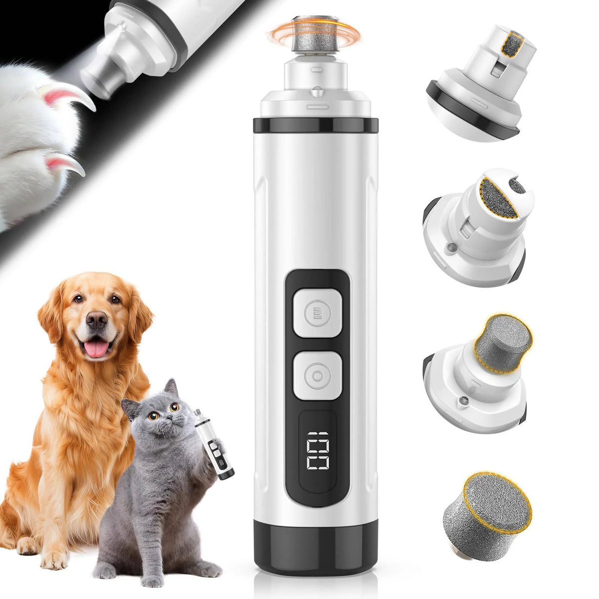 Pet Nail Grinder Rechargeable Quiet LED