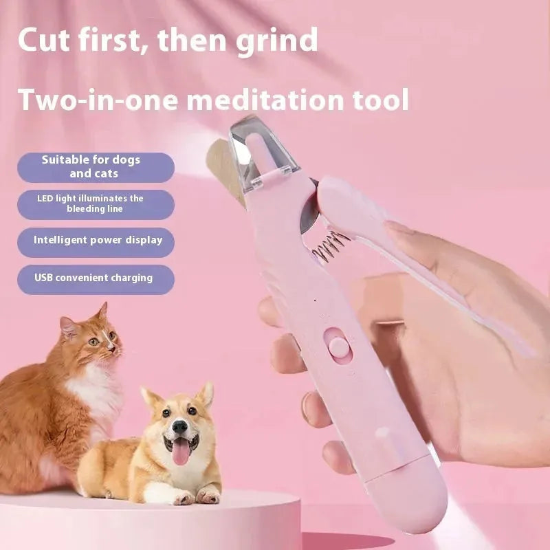 Pet Nail Trimmer LED Light 2-in-1 Rechargeable Quiet Operation