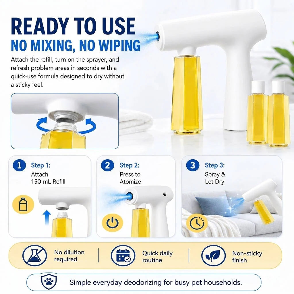 Pet Odor Eliminator Kit Nano Mist Plant-Based 3 Refills