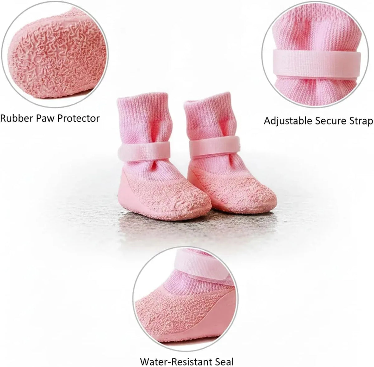 Pet Rain Boots Flexible Rubber Set of 4