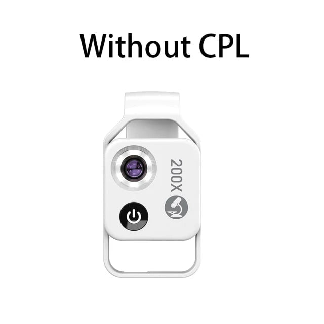 Phone Camera Lens Clip-On 200x Magnification with LED Light