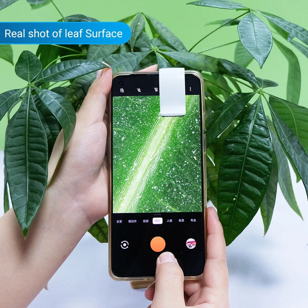 Phone Camera Lens Clip-On 200x Magnification with LED Light