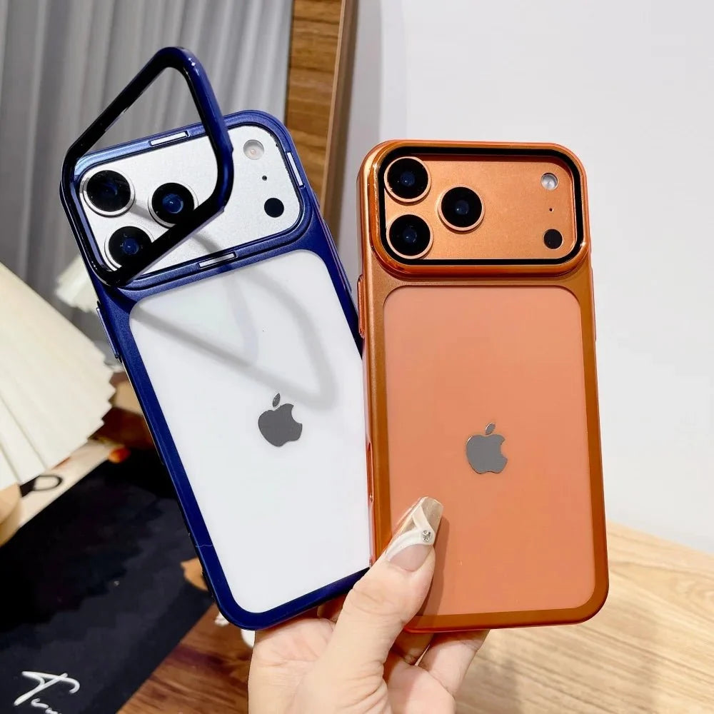 Phone Case Foldable Camera Stand Glass Camera Protection