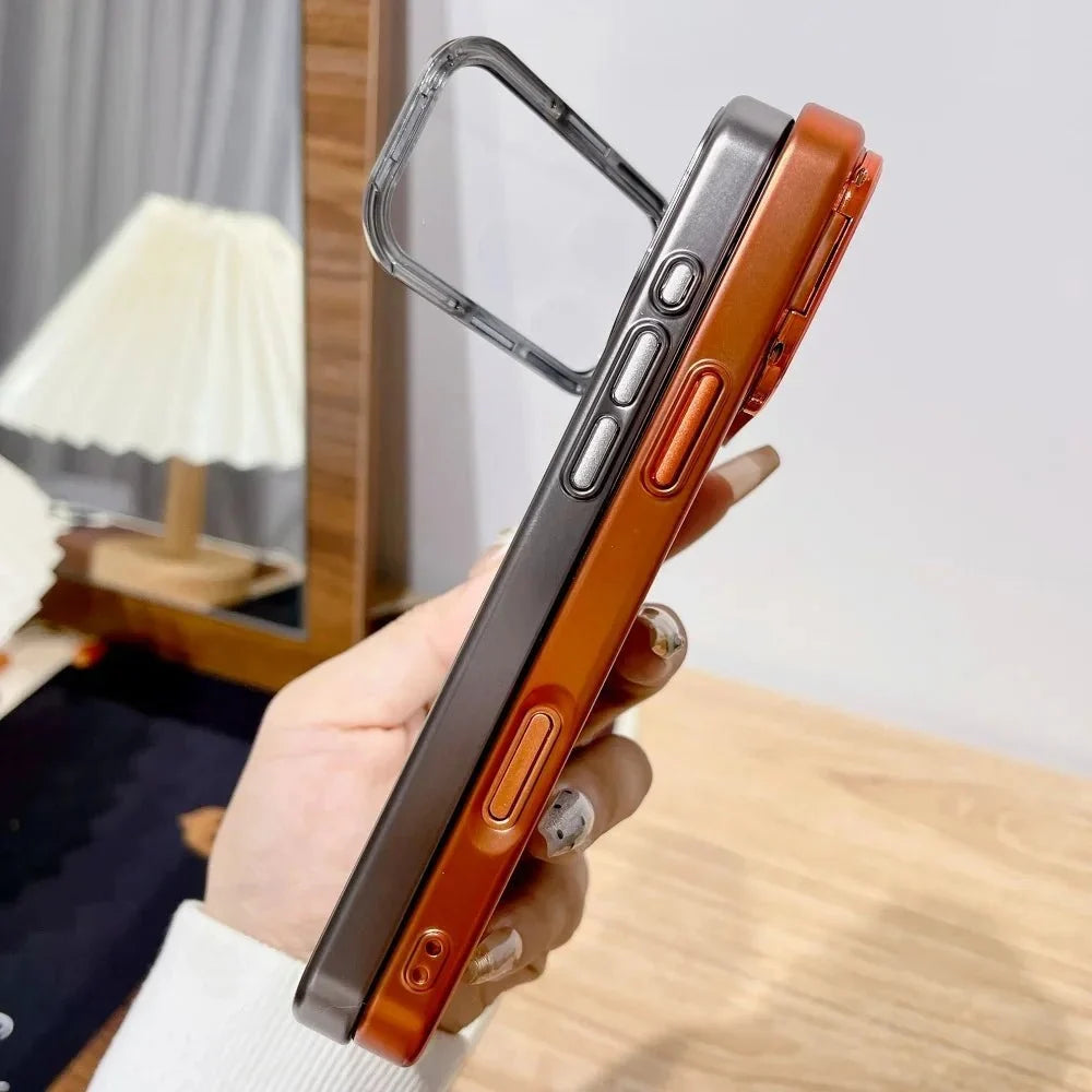 Phone Case Foldable Camera Stand Glass Camera Protection