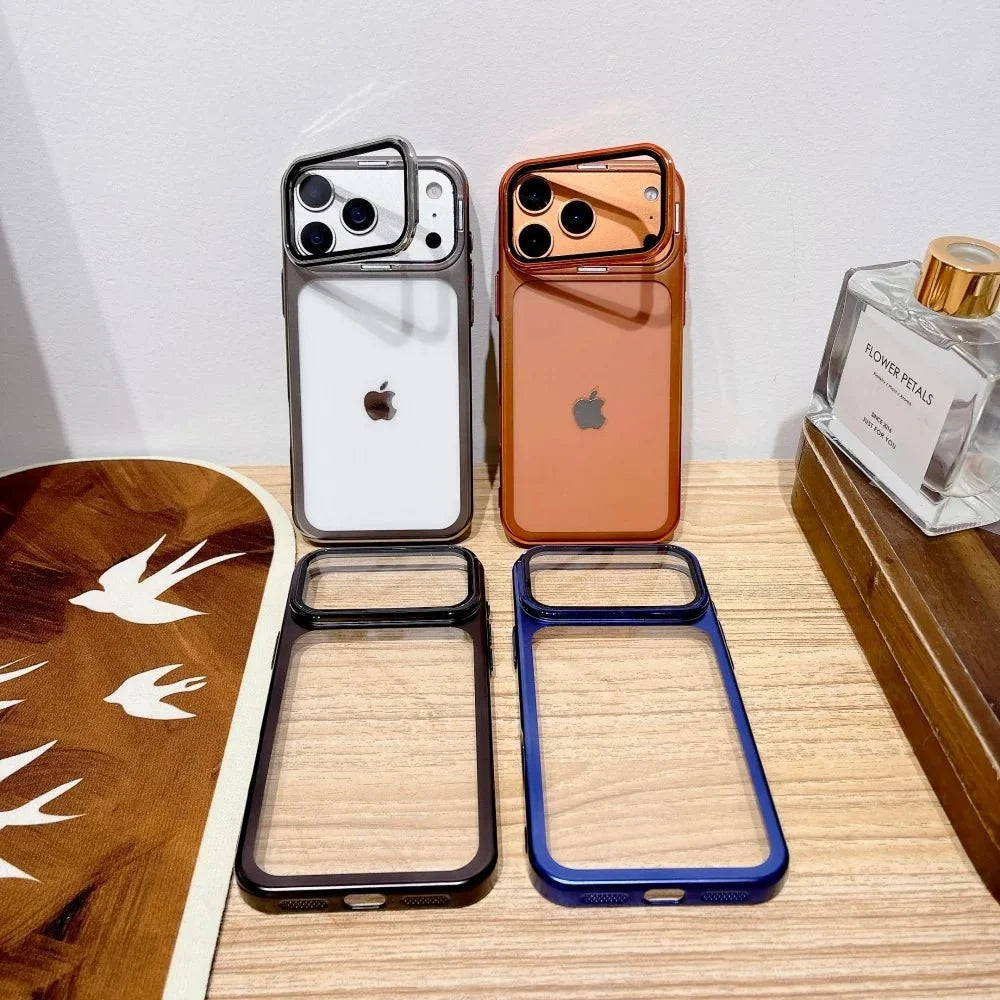 Phone Case Foldable Camera Stand Glass Camera Protection