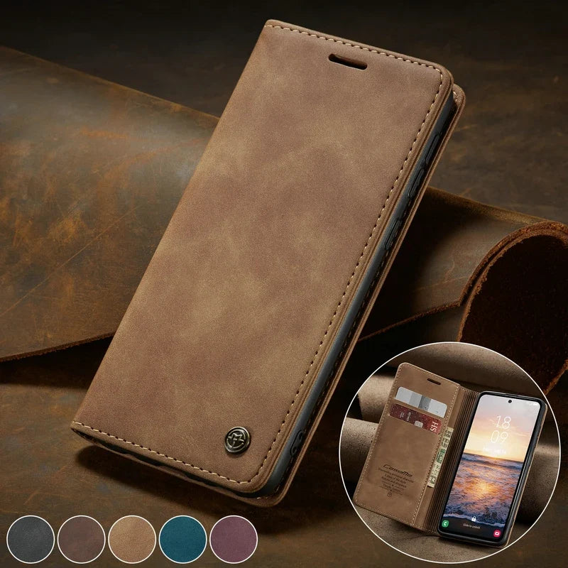 Phone Case Magnetic Flip Cover Card Holder & Adjustable Stand