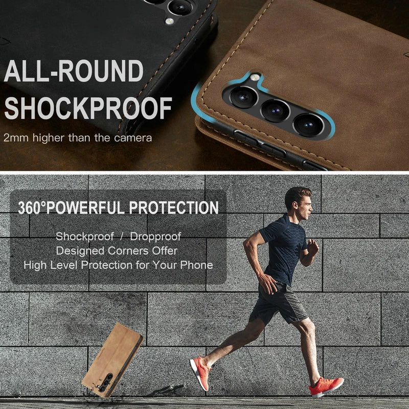 Phone Case Magnetic Flip Cover Card Holder & Adjustable Stand