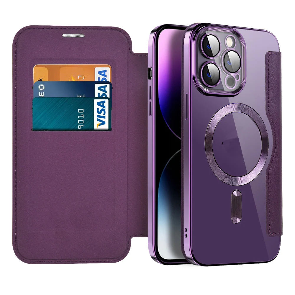 Phone Case Magnetic Flip RFID-Blocking Wallet Stand