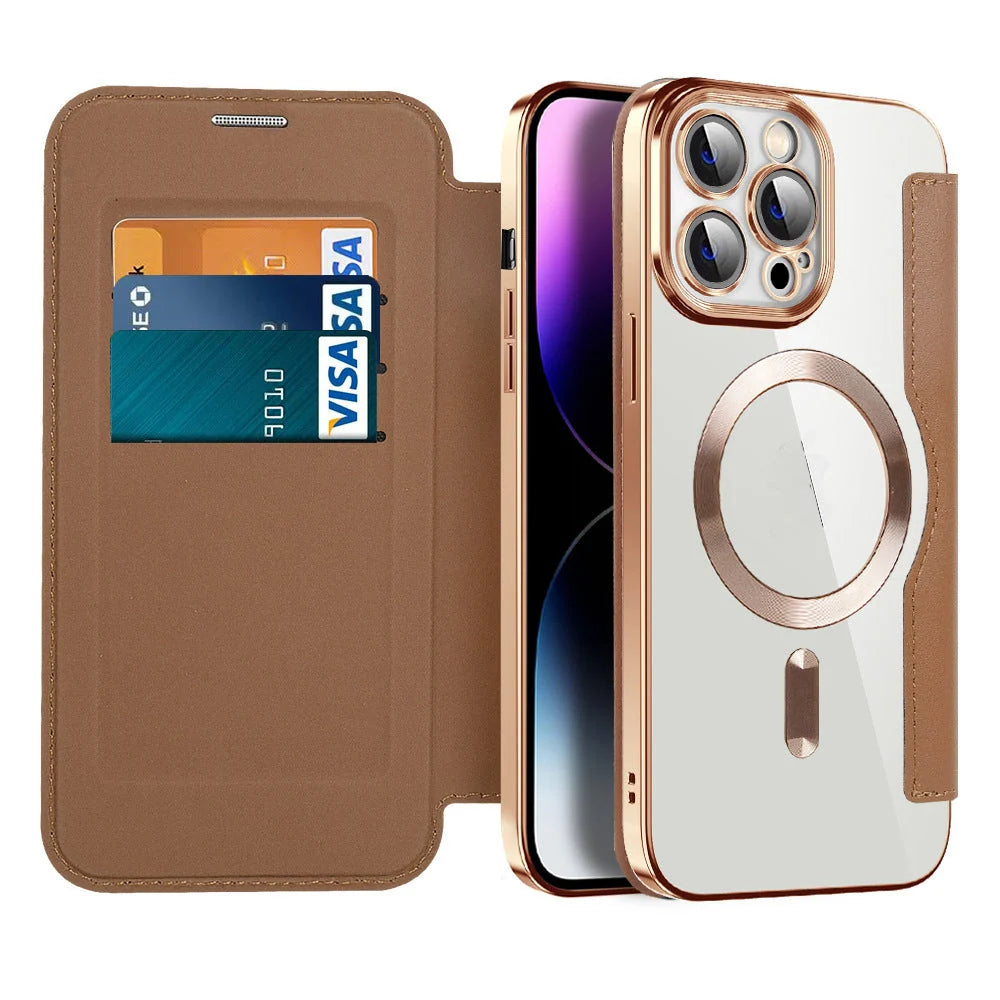 Phone Case Magnetic Flip RFID-Blocking Wallet Stand