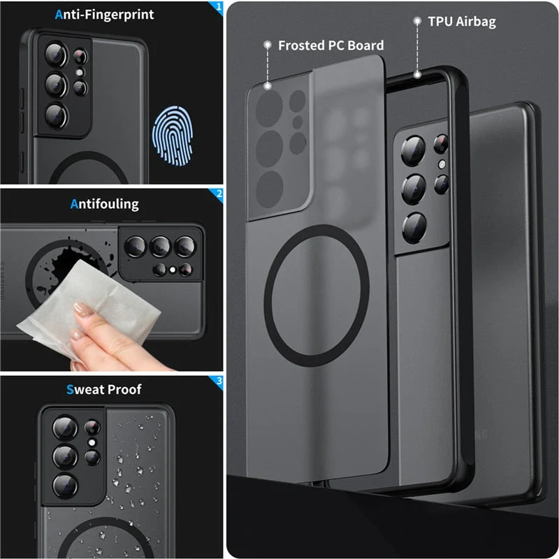 Phone Case Magnetic Ring Shockproof Protection Frosted Matte Finish