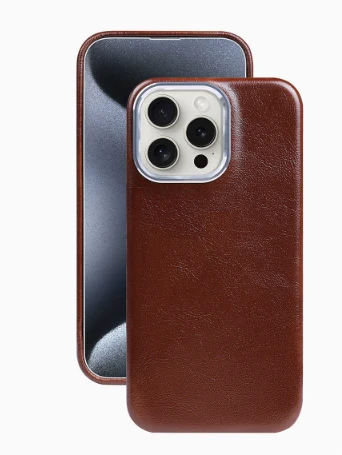Phone Case Oiled Leather Shock-Absorbing Magnetic Ring