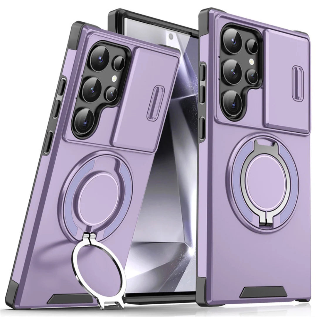 Phone Case Sliding Camera Cover Rotating Ring Stand