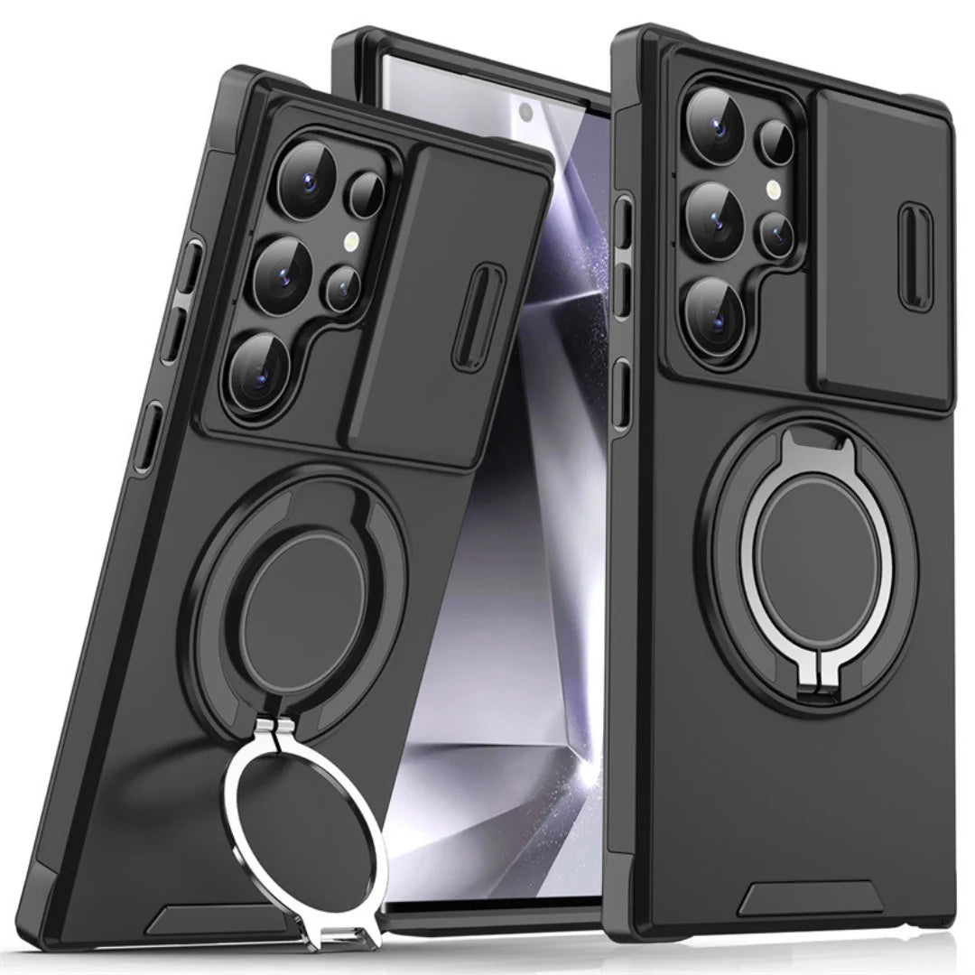 Phone Case Sliding Camera Cover Rotating Ring Stand