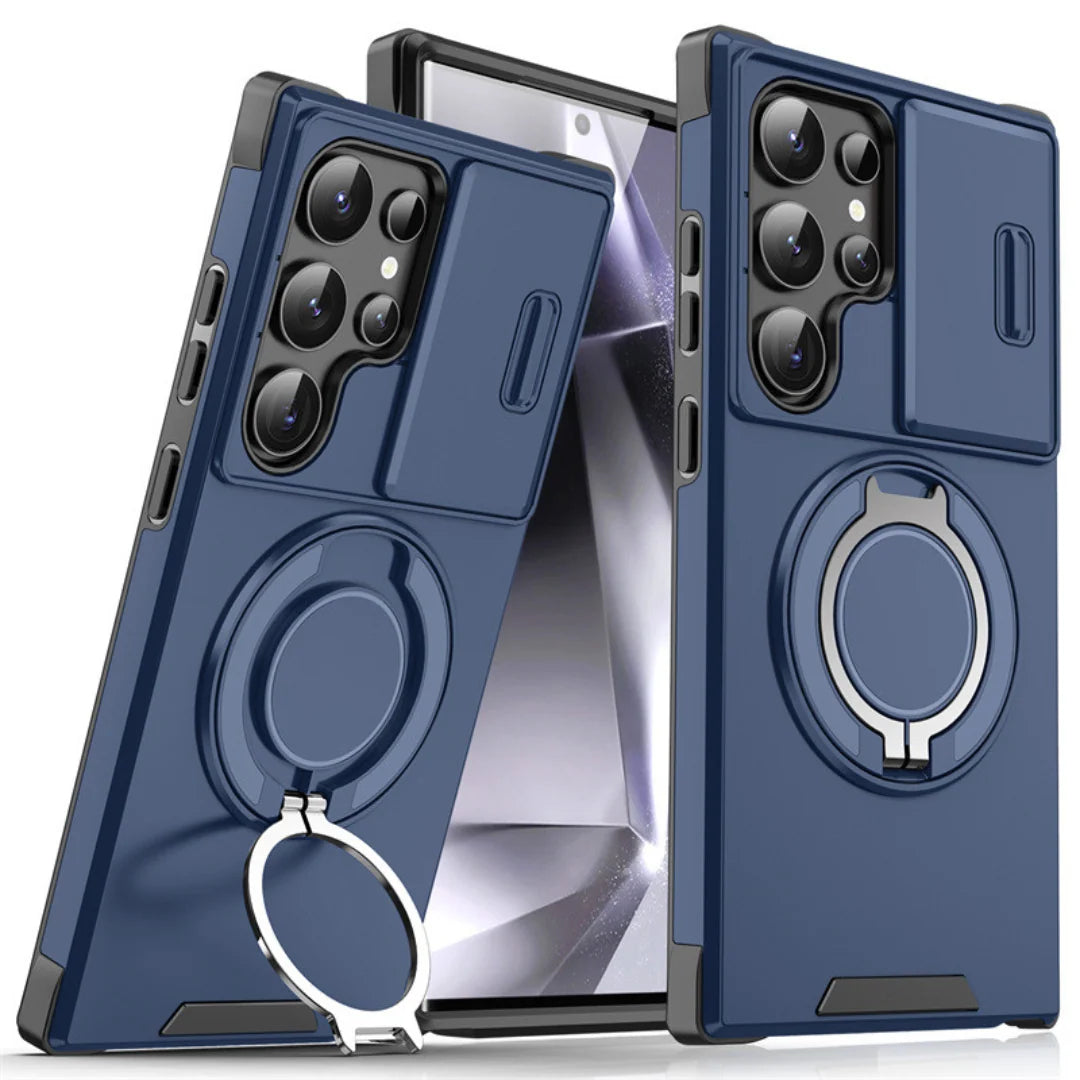 Phone Case Sliding Camera Cover Rotating Ring Stand