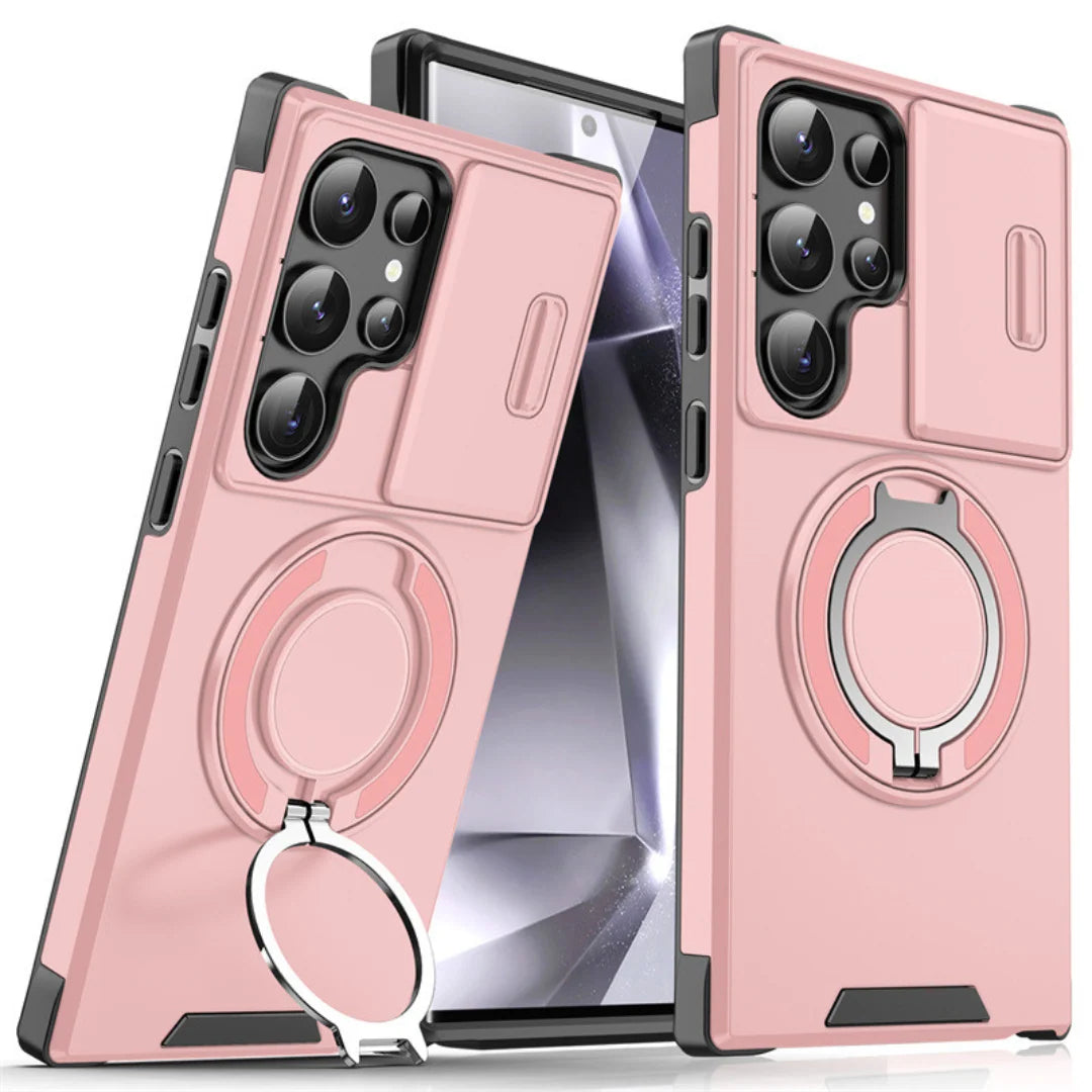 Phone Case Sliding Camera Cover Rotating Ring Stand