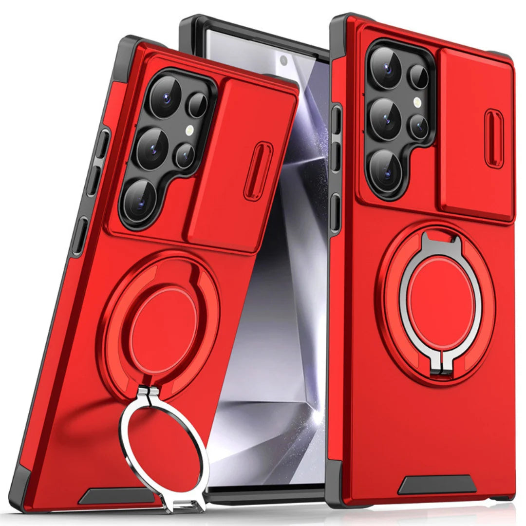 Phone Case Sliding Camera Cover Rotating Ring Stand
