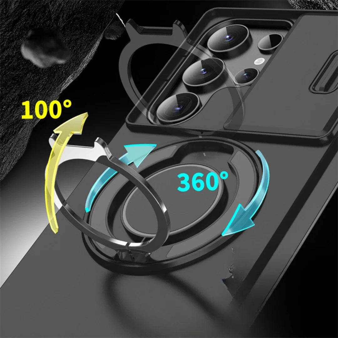 Phone Case Sliding Camera Cover Rotating Ring Stand