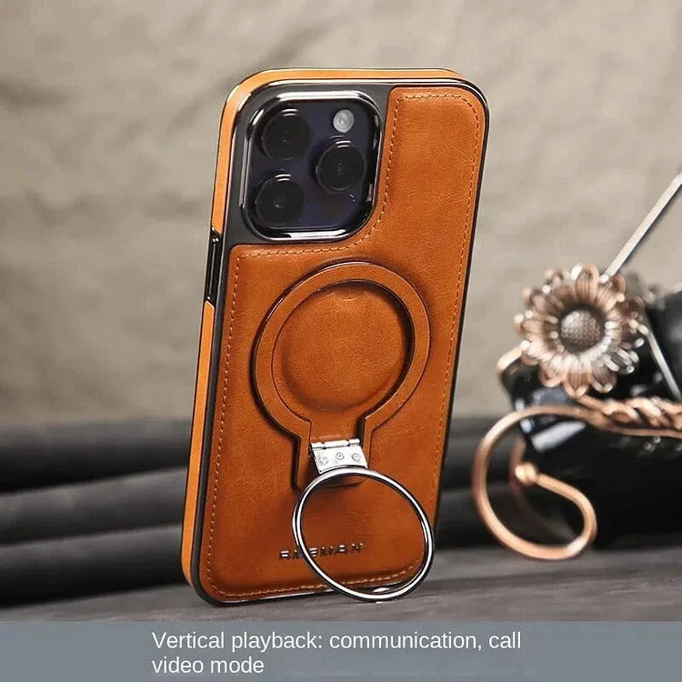 Phone Case Textured Grip Foldable Kickstand & Magnetic Ring