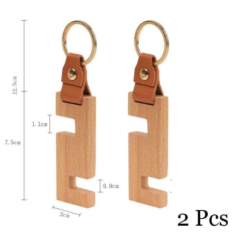 Phone Stand Natural Wood Portable Keychain Design