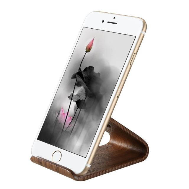 Phone Stand Wooden Non-Slip Compact Desk Design