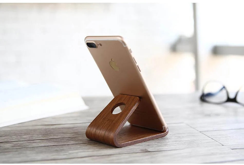 Phone Stand Wooden Non-Slip Compact Desk Design