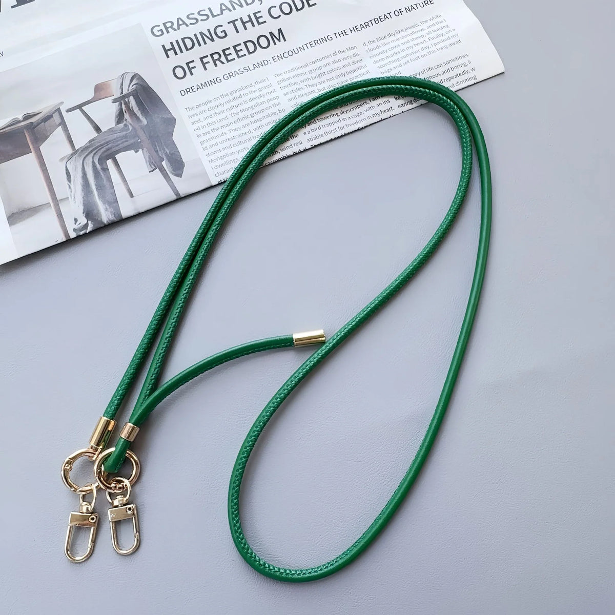 Phone Strap Leather Adjustable Length With Dual Metal Clips