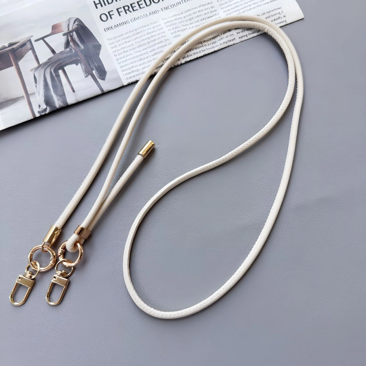 Phone Strap Leather Adjustable Length With Dual Metal Clips