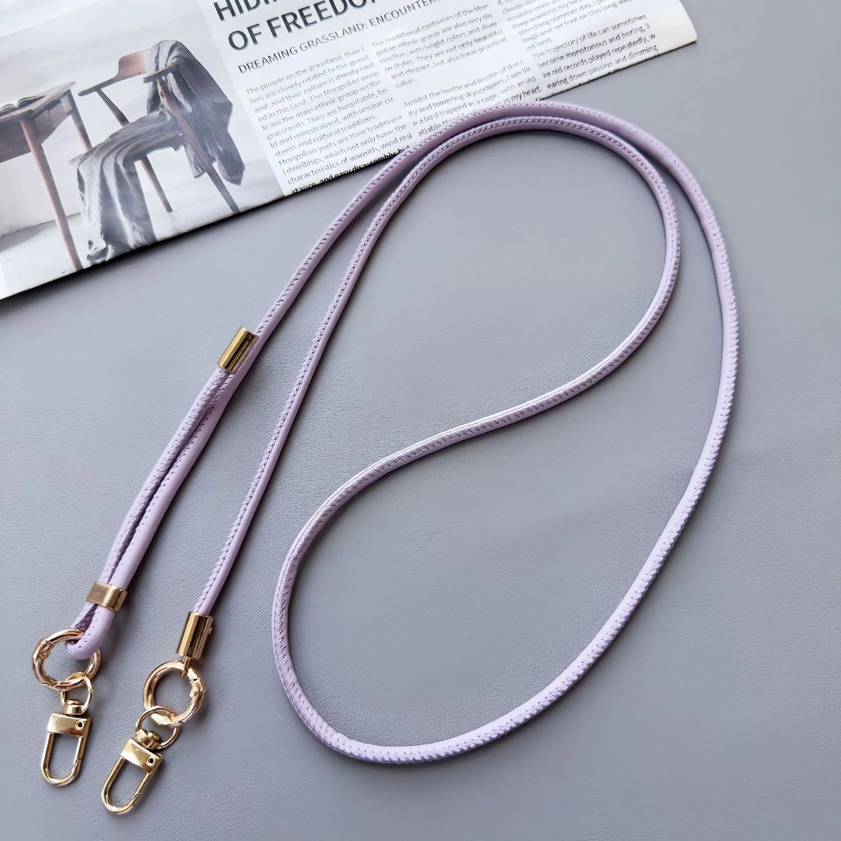 Phone Strap Leather Adjustable Length With Dual Metal Clips
