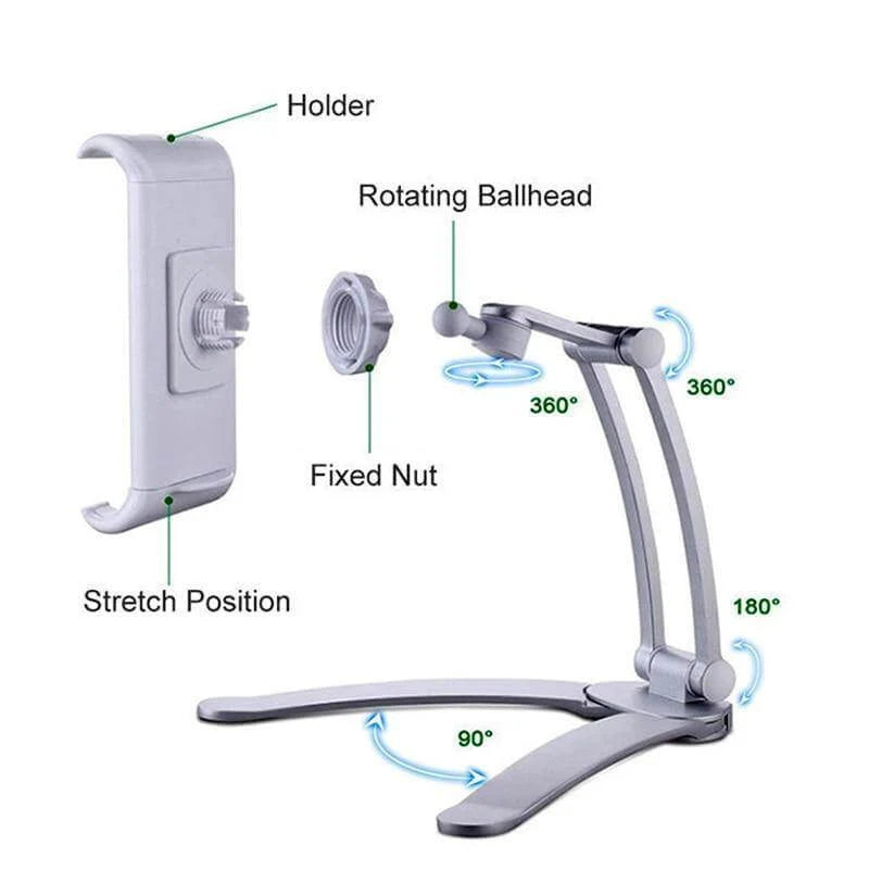 Phone & Tablet Holder Wall-Mounted 360° Rotating Foldable Arm