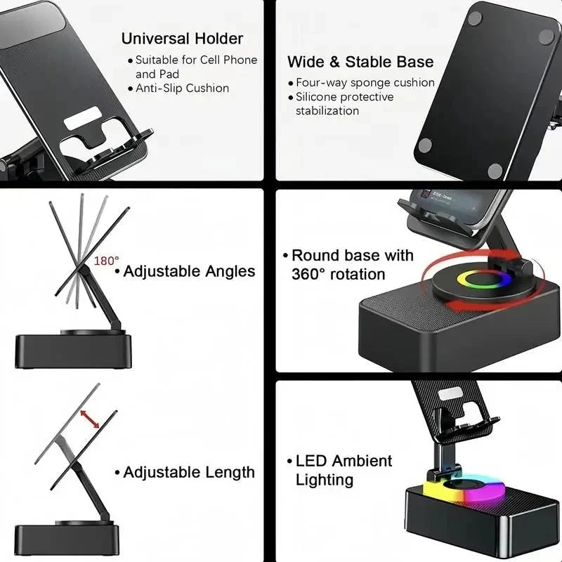 Phone & Tablet Stand Foldable Bluetooth Speaker Power Bank