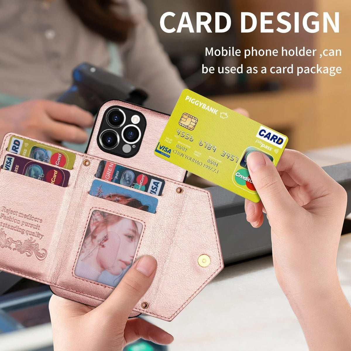 Phone Wallet Case Card Pocket Lanyard Dustproof