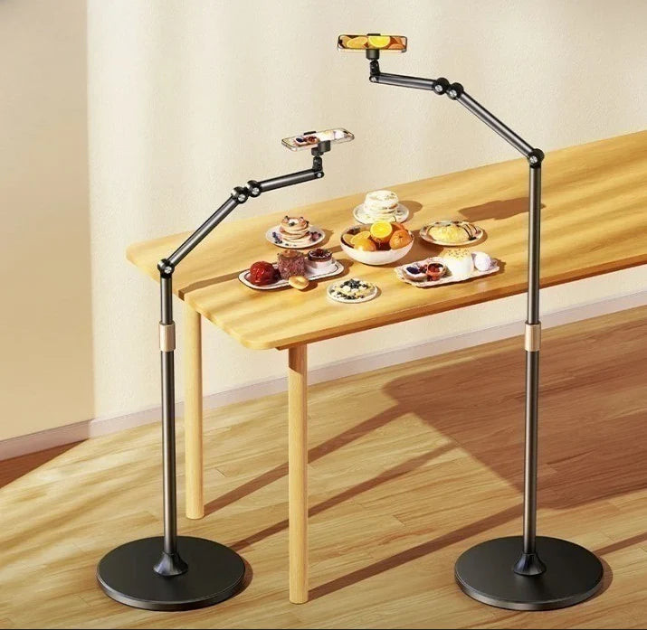 Phone and Tablet Floor Stand Aluminum Alloy Telescopic Adjustable Height & Angle