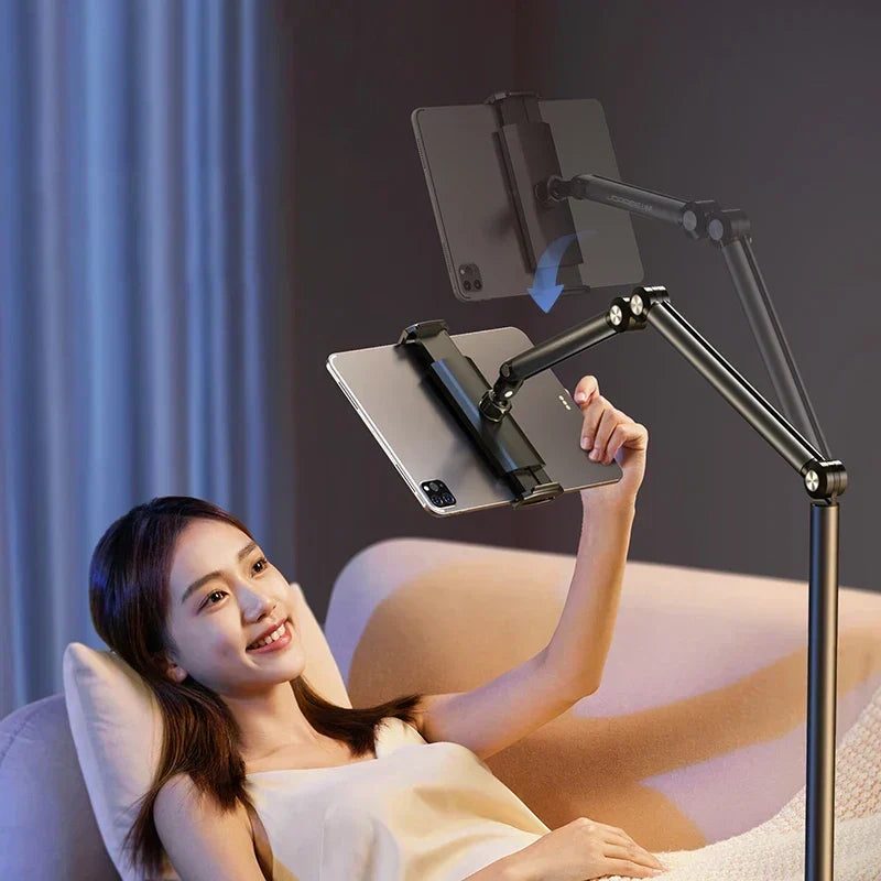 Phone and Tablet Floor Stand Aluminum Alloy Telescopic Adjustable Height & Angle
