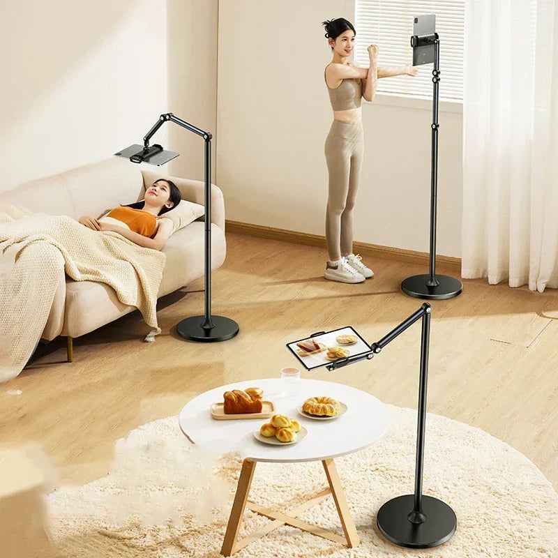 Phone and Tablet Floor Stand Aluminum Alloy Telescopic Adjustable Height & Angle