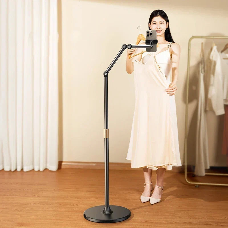 Phone and Tablet Floor Stand Aluminum Alloy Telescopic Adjustable Height & Angle