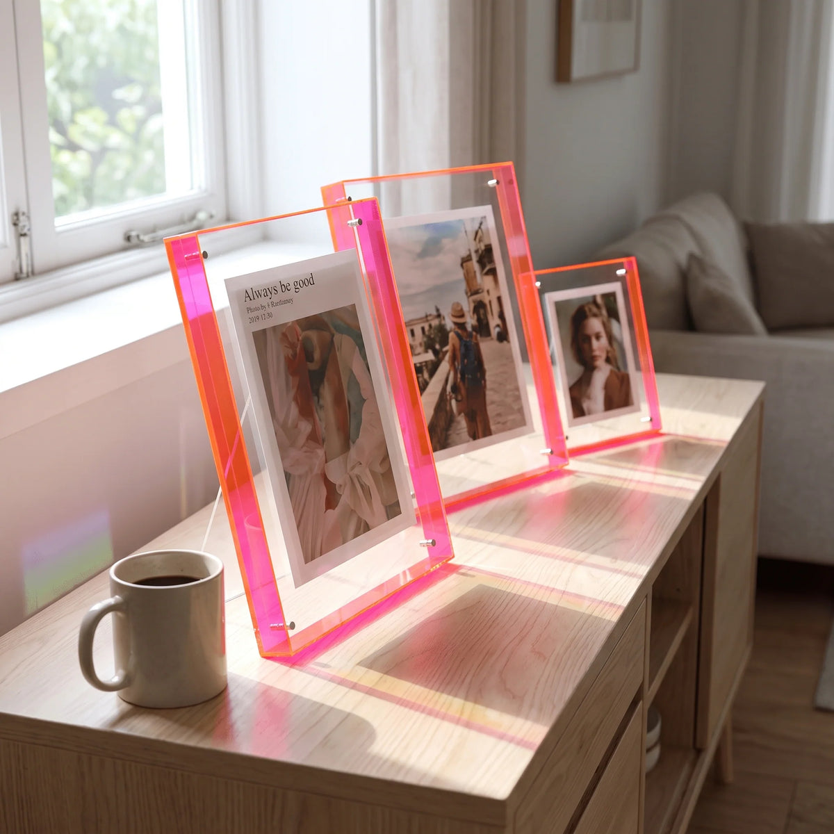 Photo Frame Transparent Acrylic Freestanding or Wall-Mounted