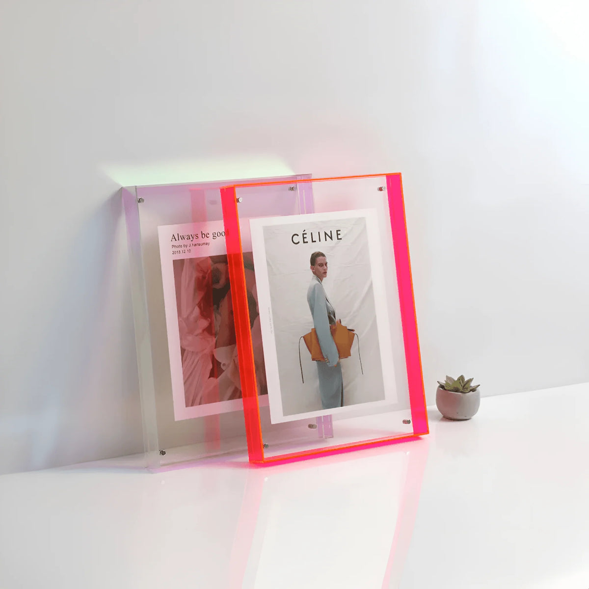 Photo Frame Transparent Acrylic Freestanding or Wall-Mounted