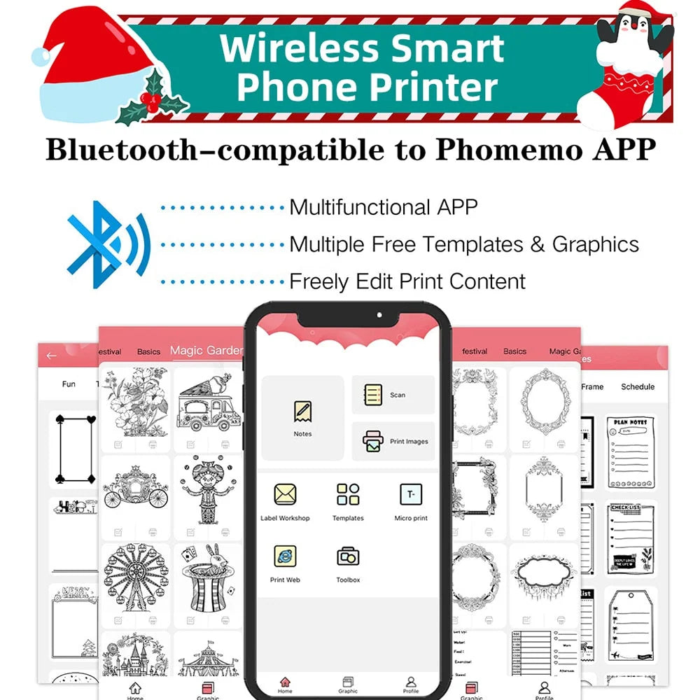 Photo Printer Portable Bluetooth Thermal Printing
