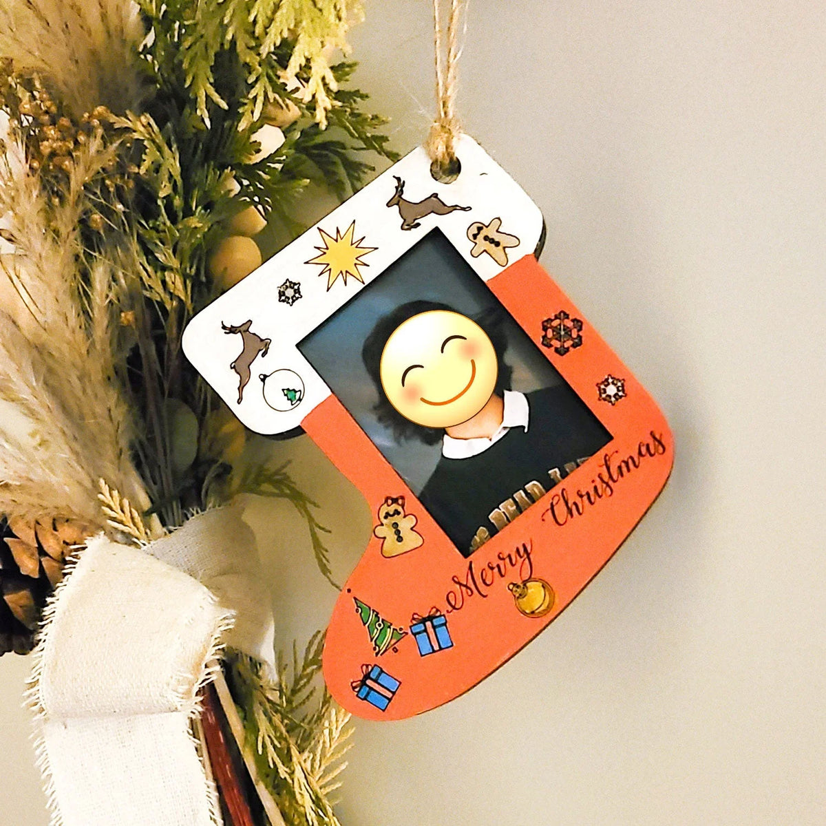 Photo Stocking Ornament Wooden DIY Kit & Ready Painted