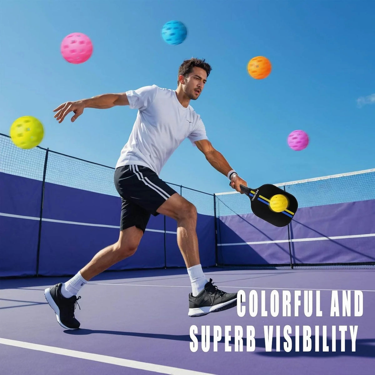 Pickleball Balls Wind-Stable High-Visibility 6-Pack