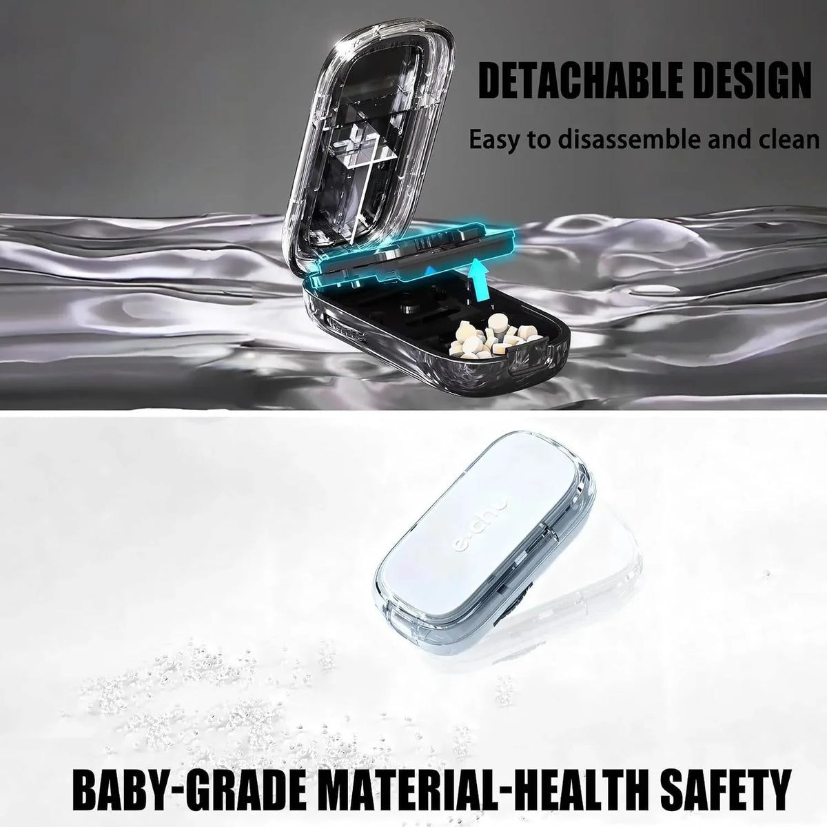 Pill Cutter Adjustable Alignment Stainless Steel Blade with Storage Compartments
