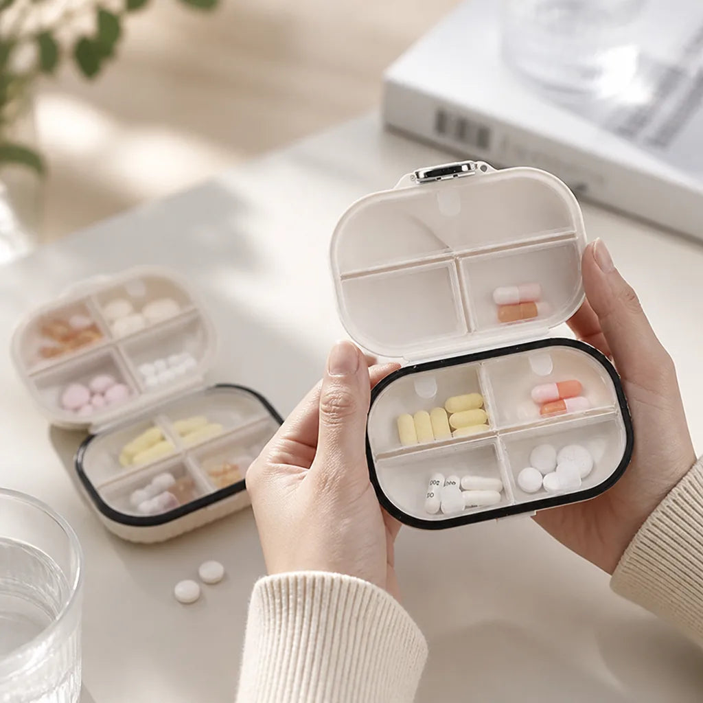 Pill Organizer 7-Compartment Moisture-Resistant Seal Set of 2