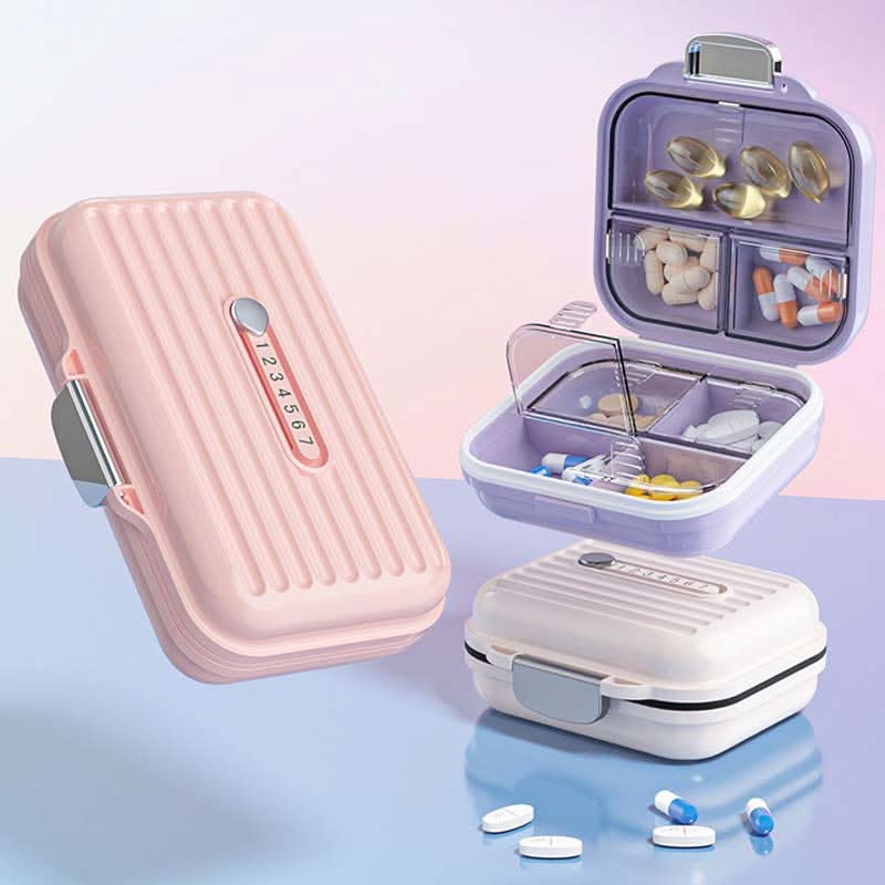 Pill Organizer 7 Compartments Compact Travel Design