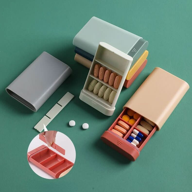 Pill Organizer Adjustable Compartments Compact Travel Storage