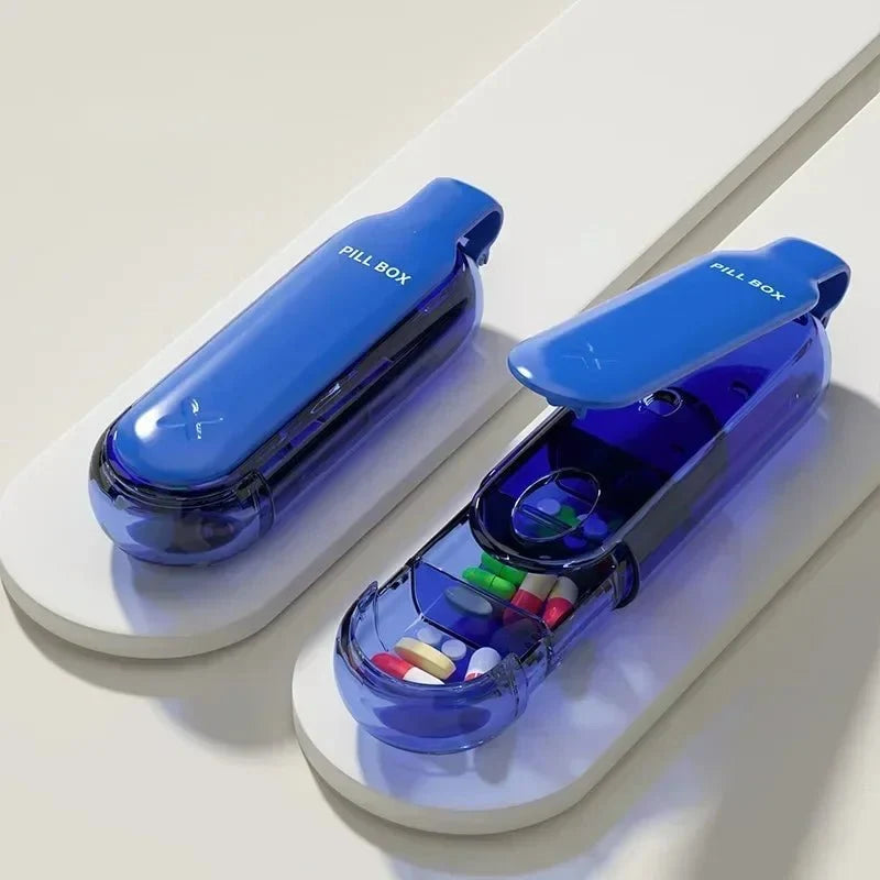 Pill Organizer Compact Travel Case Secure Lid