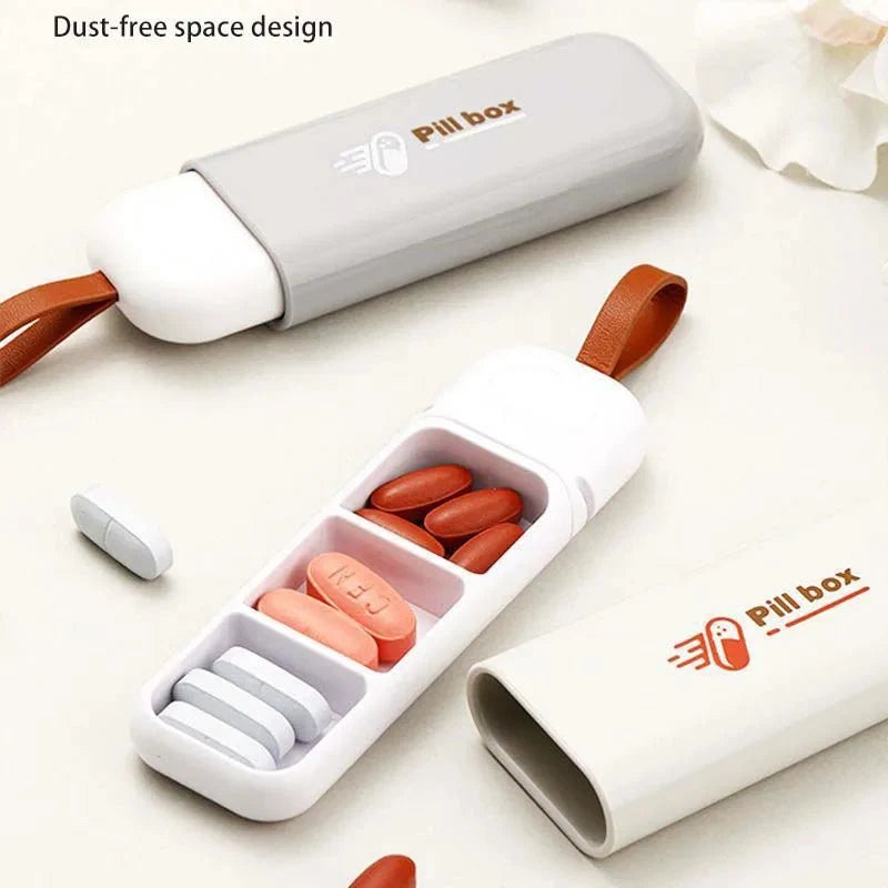 Pill Organizer Compact Travel Case Secure Lid