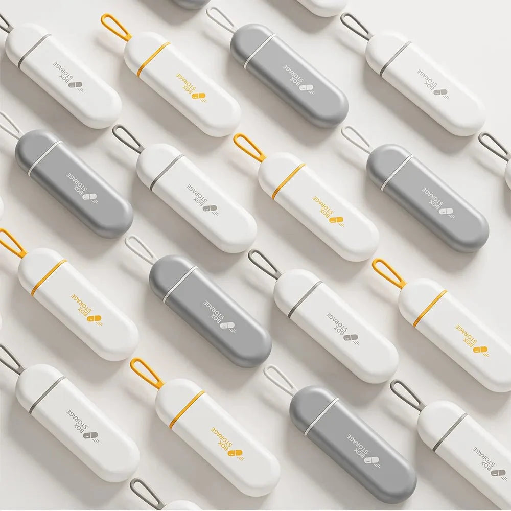 Pill Organizer Compact Travel Case Secure Lid