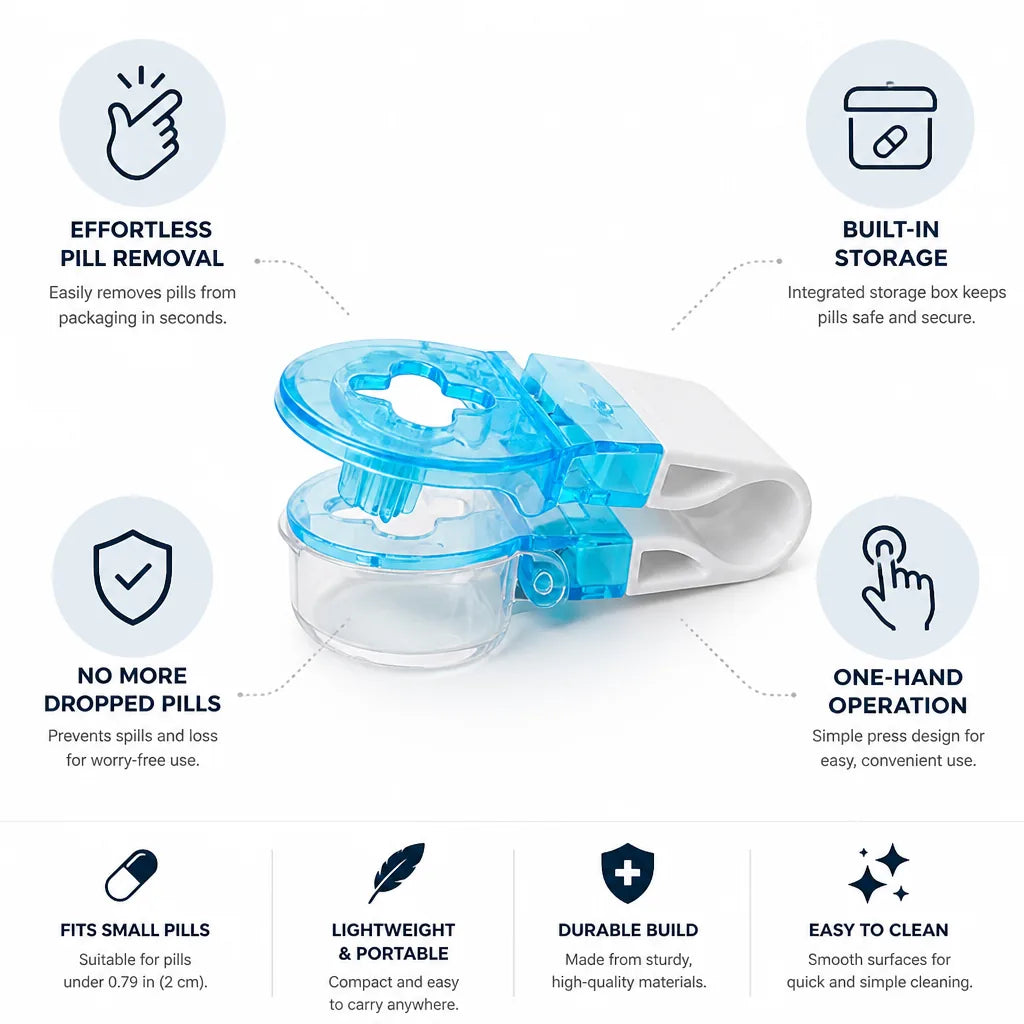 Pill Remover One-Hand Operation Built-In Storage