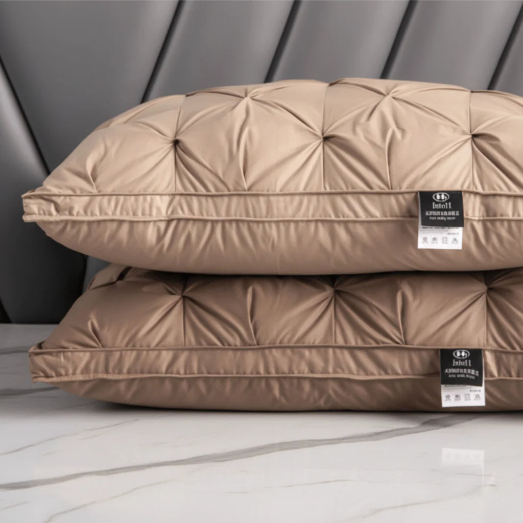 Pillow 100% Goose Down Breathable Hypoallergenic Machine Washable